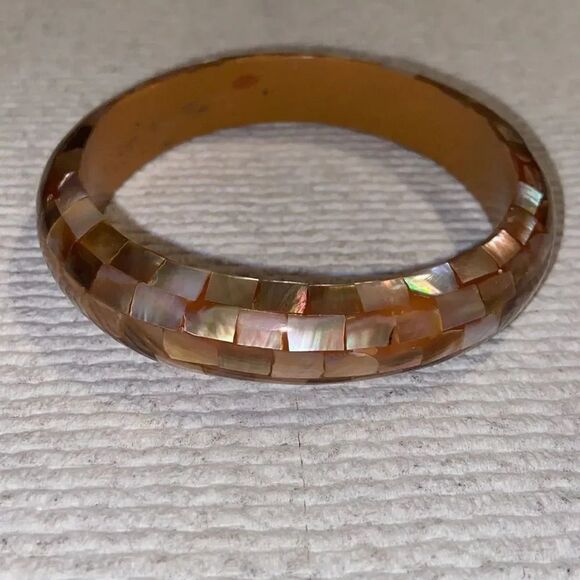 Vintage Art Deco wooden bangle bracelet - Picture 2 of 4